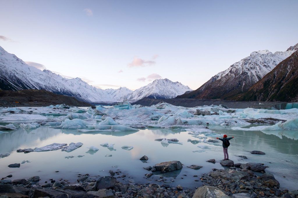 icebergs, glacial lake